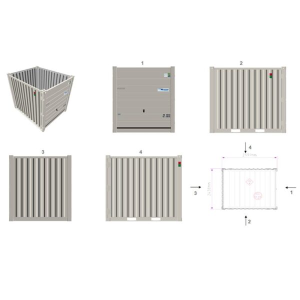 Contenedor de almacenamiento de 3 metros con apertura de «puerta de garaje seccional – Image 4